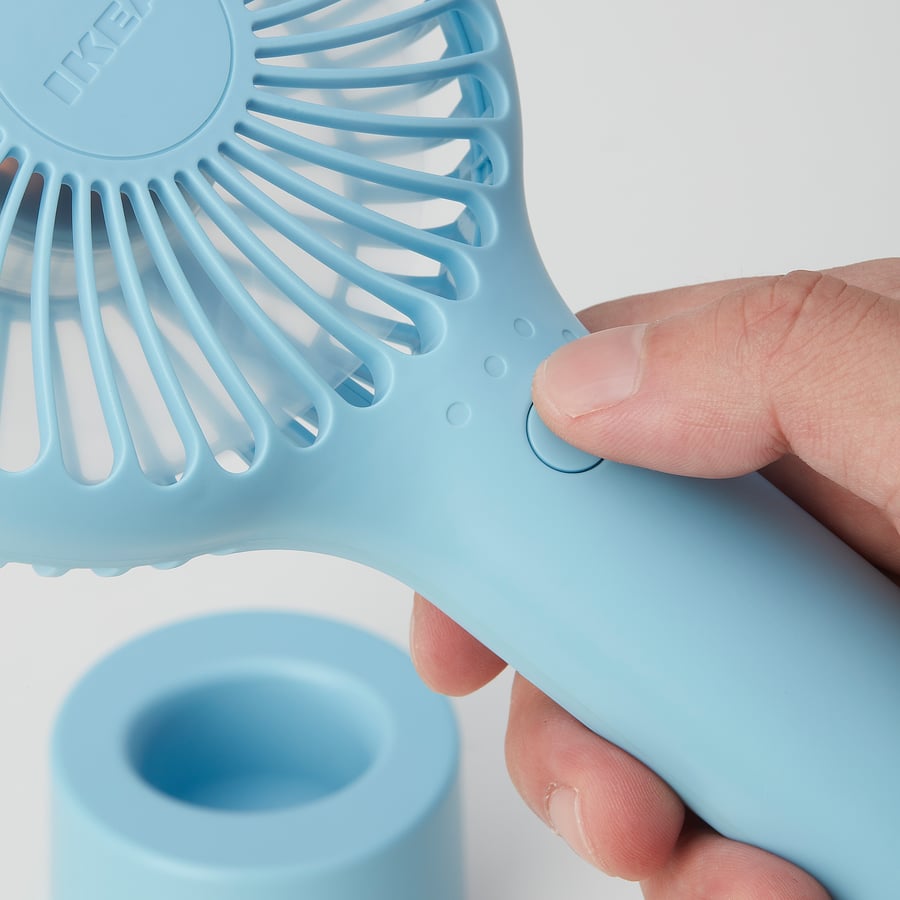 EFTERTRÄDA Handheld fan, batteryoperated blue IKEA