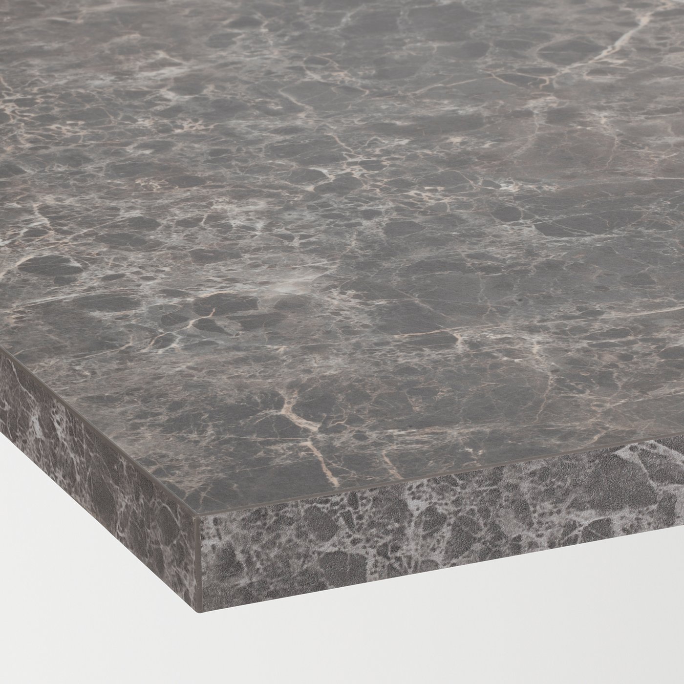 EKBACKEN worktop, dark grey marble effect/laminate, 126x65x2
