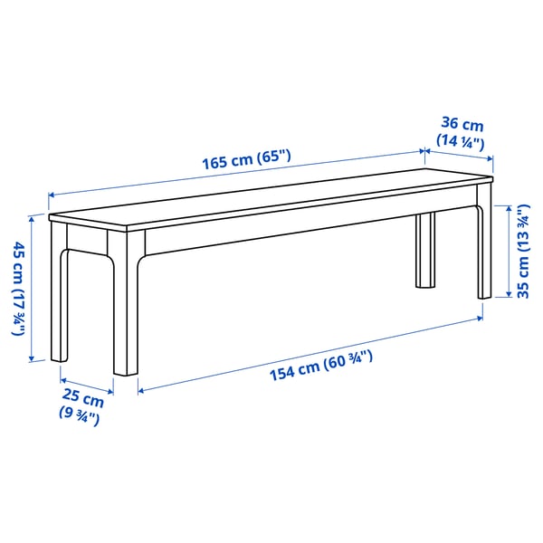 EKEDALEN Bench, dark brown, 165x36 cm