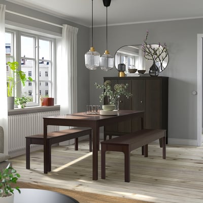 EKEDALEN Bench, dark brown, 165x36 cm