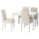 Option: EKEDALEN / BERGMUND Table and 4 chairs, white/Hallarp beige/white, 120/180 cm