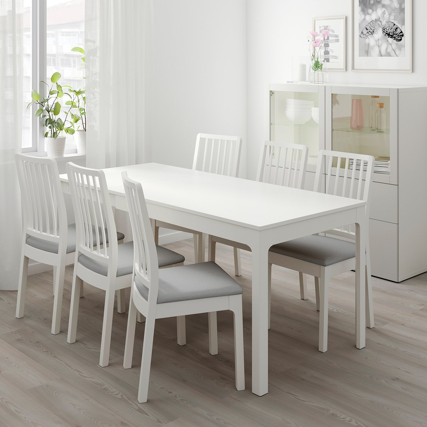 IKEA イケア　エーケダーレン　ホワイト/オッルスタ ライトグレー　2脚セット EKEDALEN エーケダーレン チェア, ホワイト, オッルスタ ライト