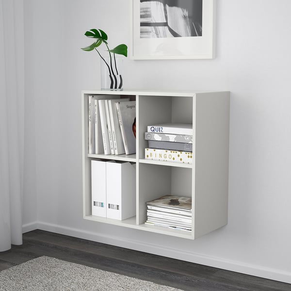 Eket Wall Mounted Shelving Unit W 4 Comp Light Grey Ikea