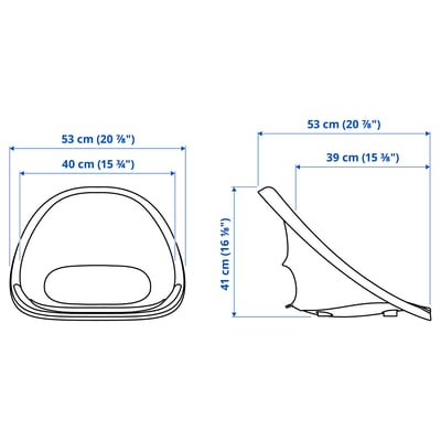 A black ELDBERGET seat shell made of polypropylene plastic, designed with a modern, sleek shape.