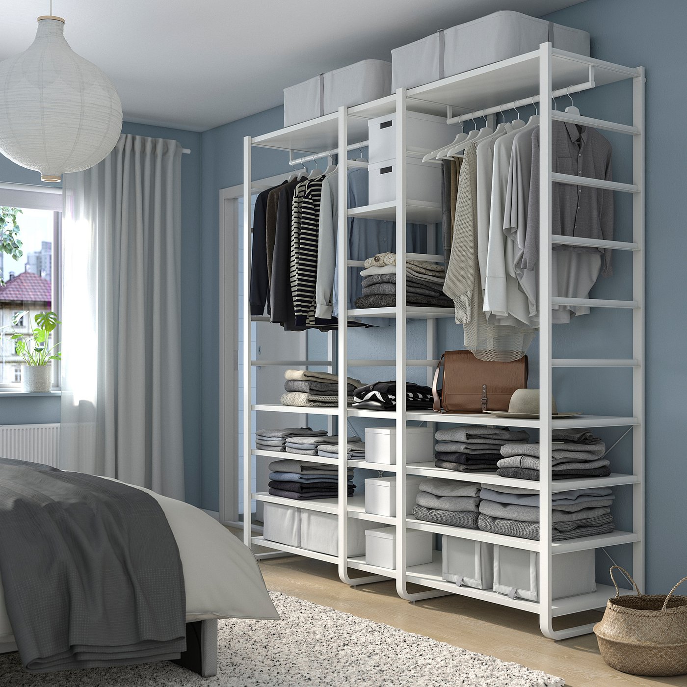 ELVARLI wardrobe combination, white, 205x55x216 cm - IKEA