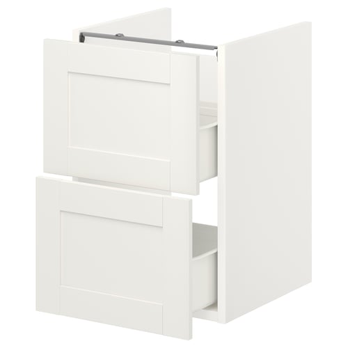 White ENHET bathroom cabinet, 2 drawers, modern design.