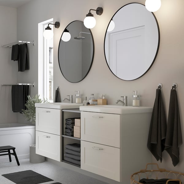ENHET Bathroom, anthracite/white frame, 164x43x65 cm