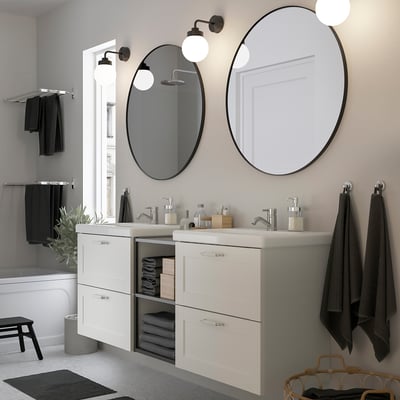 ENHET Bathroom, anthracite/white frame, 164x43x65 cm
