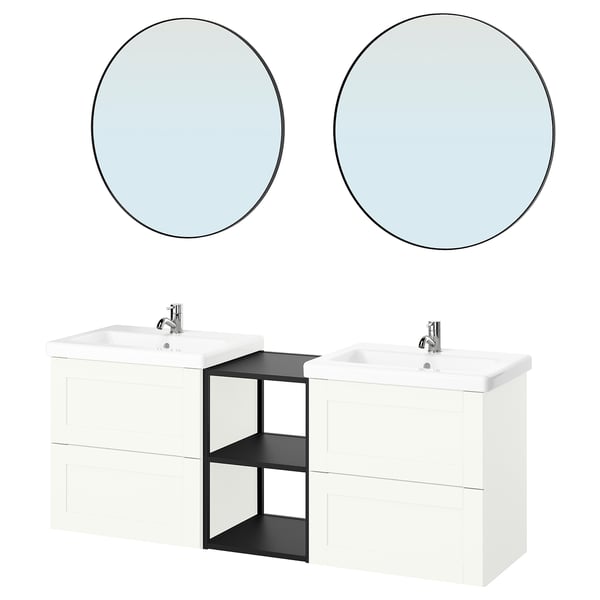ENHET Bathroom, anthracite/white frame, 164x43x65 cm