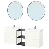 ENHET Bathroom, anthracite/white frame, 164x43x65 cm