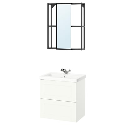 ENHET Bathroom, anthracite/white frame, 64x43x65 cm