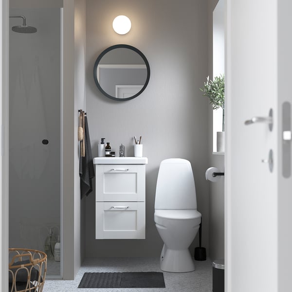 ENHET / TVÄLLEN Wash-stnd w drawers/wash-basin/tap, white/white frame, 44x43x65 cm