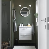 ENHET / TVÄLLEN Wash-stnd w drawers/wash-basin/tap, white/white frame, 64x43x65 cm