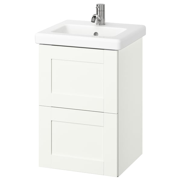 ENHET / TVÄLLEN Wash-stnd w drawers/wash-basin/tap, white/white frame, 44x43x65 cm