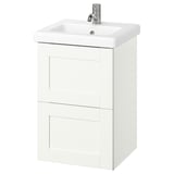 ENHET / TVÄLLEN Wash-stnd w drawers/wash-basin/tap, white/white frame, 44x43x65 cm
