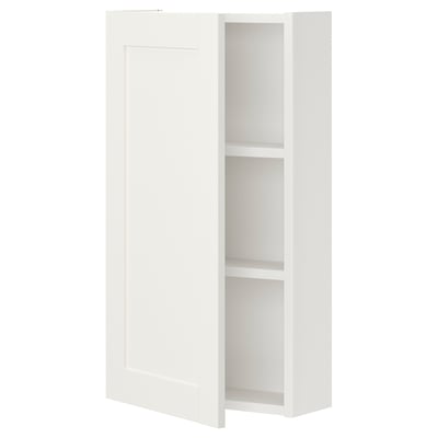 ENHET Wall cb w 2 shlvs/door, white/white frame, 40x17x75 cm