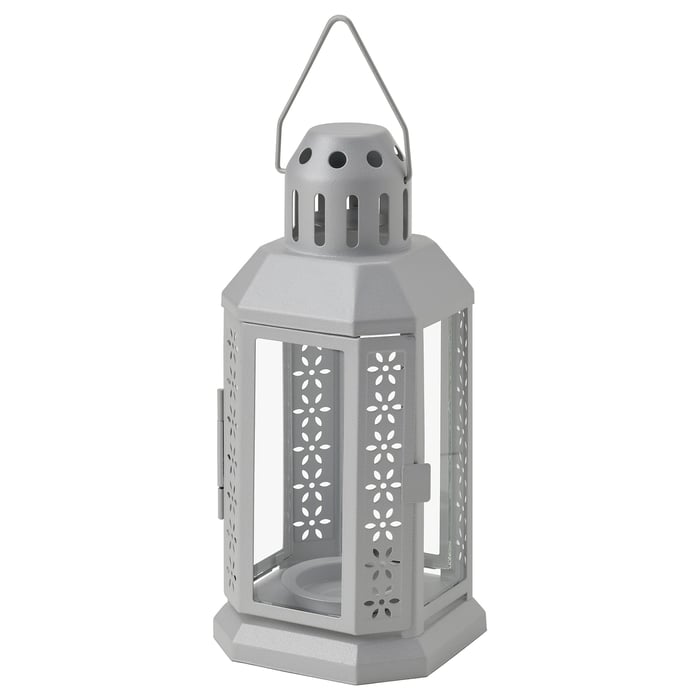ENRUM Lantern for tealight, silvercolour, 22 cm IKEA