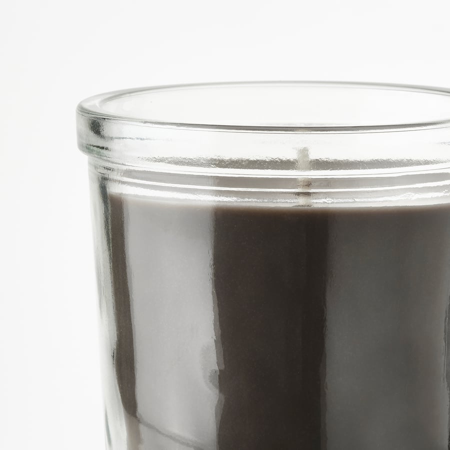ENSTAKA scented candle in glass, Bonfire/grey, 20 hr IKEA