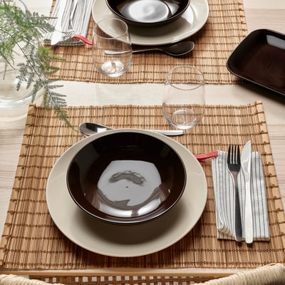 FÄRGKLAR Deep plate, glossy brown, 19 cm