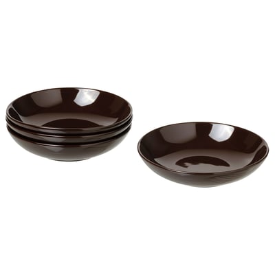 FÄRGKLAR Deep plate, glossy brown, 19 cm