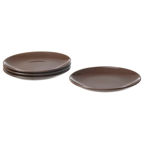 FÄRGKLAR Side plate, glossy brown, 20 cm