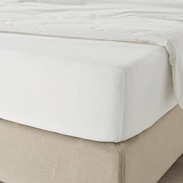 FÄRGMÅRA Fitted sheet, white, 90x200 cm