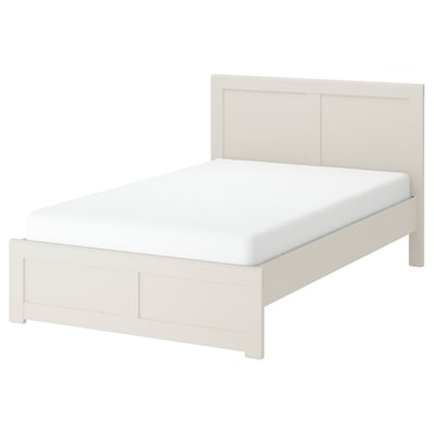 A light beige FÅGELFJÄLLET bed with a clean, classic design and slatted base. The bed includes a headboard and footboard with panel-like detailing.