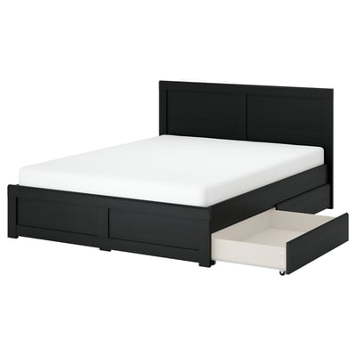 A FÅGELFJÄLLET bed in black with a storage drawer.