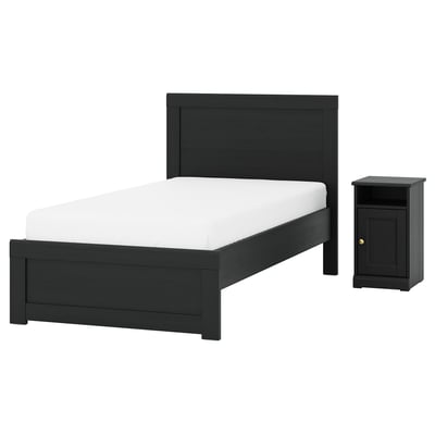 FÅGELFJÄLLET Bedroom furniture, set of 2, black oak effect, 90x200 cm