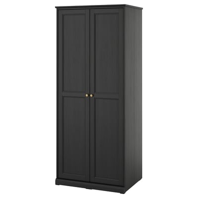 FÅGELFJÄLLET Wardrobe with 2 doors, black oak effect, 82x60x194 cm