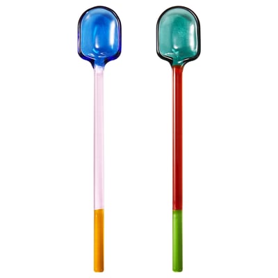 FENGÖMMARE Spoon, set of 2, glass/multicolour, 16 cm