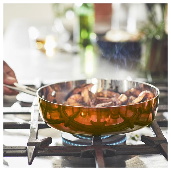 FINMAT Sauté pan with lid, copper/stainless steel, 25 cm