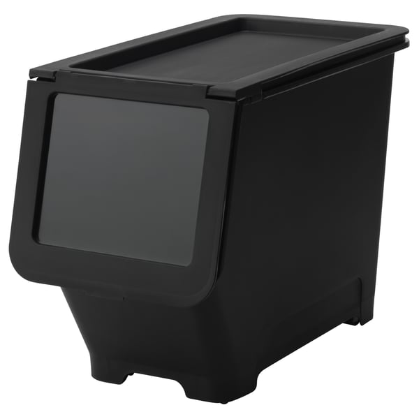 FIRRA Box with lid, black, 22x42x31 cm