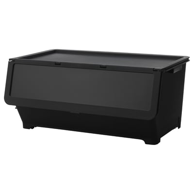 FIRRA Box with lid, black, 67x42x31 cm