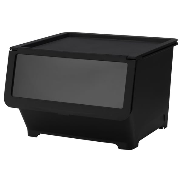 FIRRA Box with lid, black, 44.5x42x31 cm