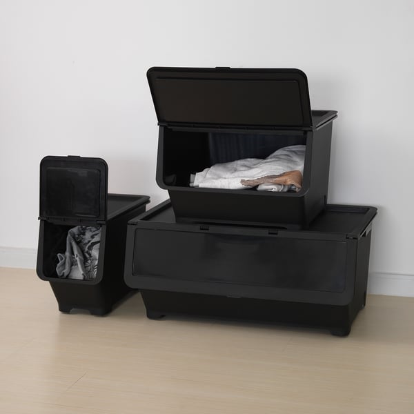 FIRRA Box with lid, black, 22x42x31 cm