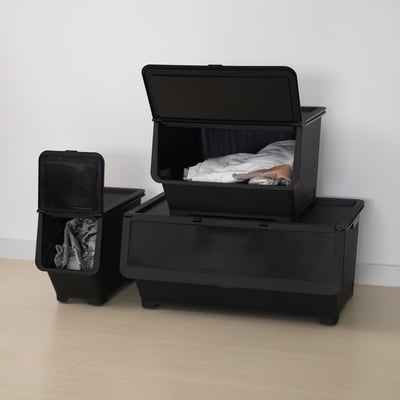 FIRRA Box with lid, black, 22x42x31 cm