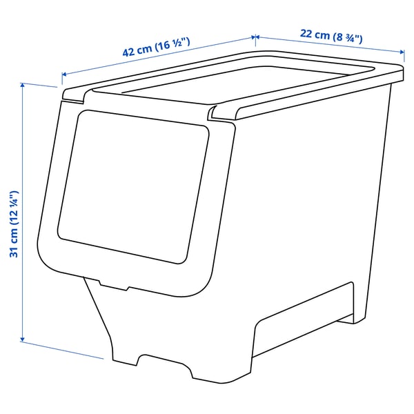 FIRRA Box with lid, transparent, 22x42x31 cm