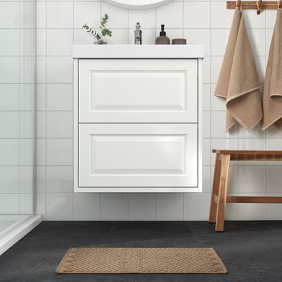 FJÄLLKATTFOT Bath mat, beige, 40x60 cm