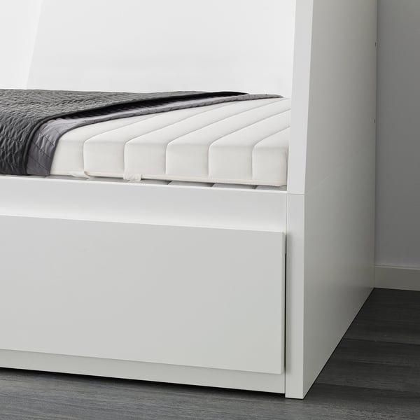 FLEKKE Day-bed w 2 drawers/2 mattresses, white/Ånnfjället super firm, 80x200 cm
