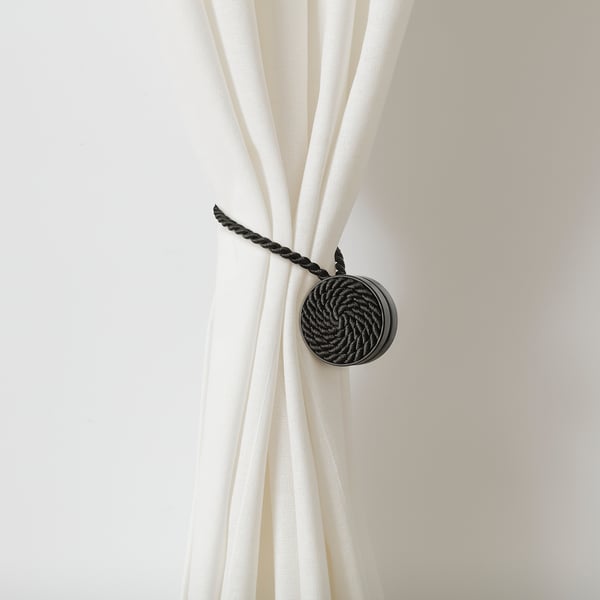 FÖNSTERBOMAL Magnetic curtain tie-back, black