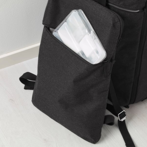 forenkla cabin bag on wheels and backpack dark grey