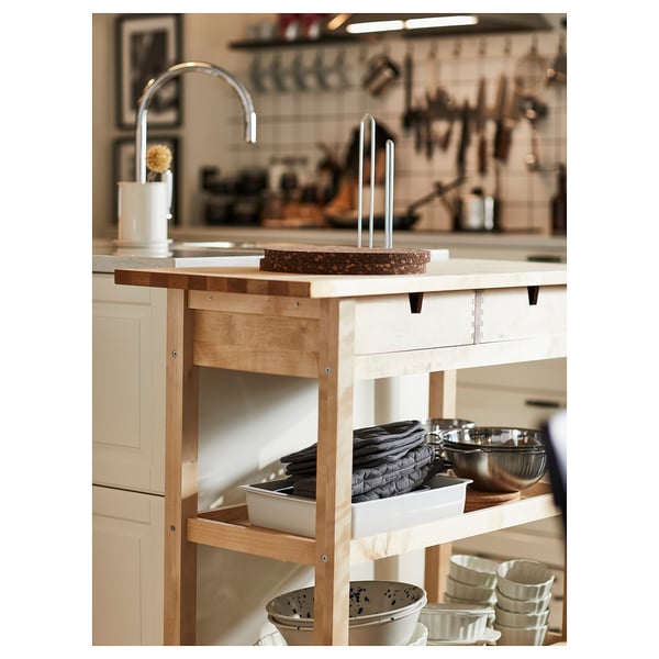 FÖRHÖJA Kitchen trolley, birch, 100x43 cm