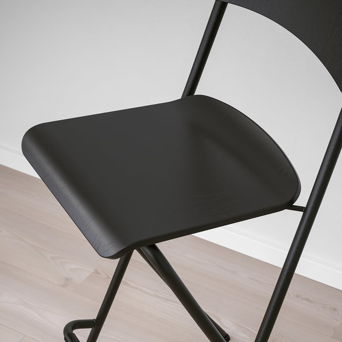 FRANKLIN bar stool with backrest, foldable, black/black, 74 cm IKEA