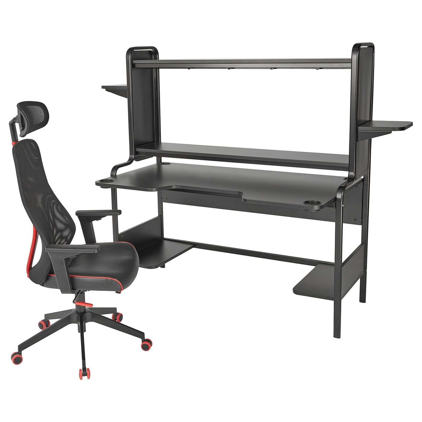 IKEAのゲーミングデスクFREDDE x 3 FREDDE / MATCHSPEL gaming desk and chair, black - IKEA