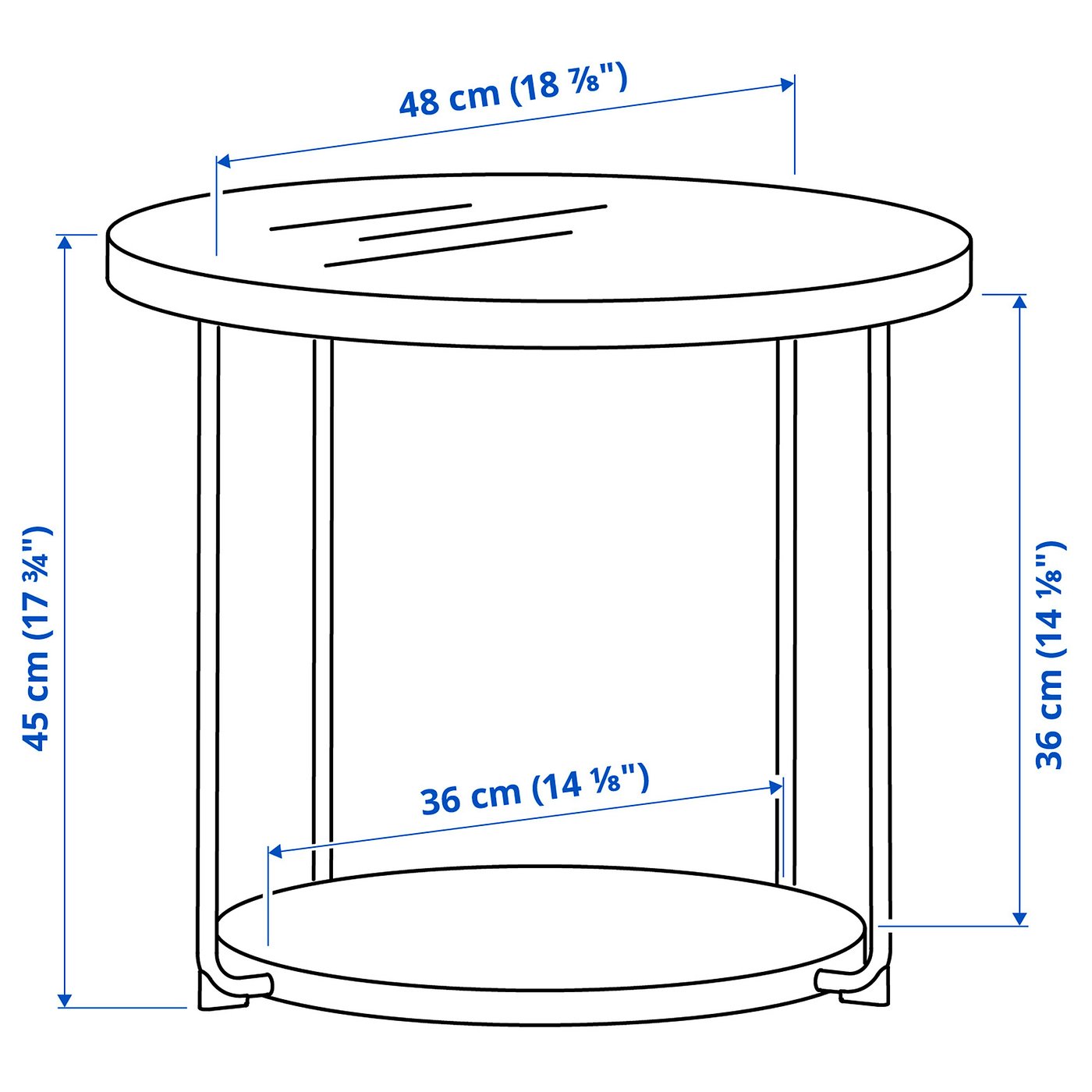 FRÖTORP side table, anthracite marble effect/black glass, 48