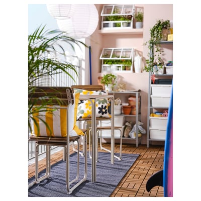 FURUÖN Dining table w 2 chairs+2 footstl, brown/outdoor