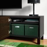 GJÄTTA Storage box with lid, velvet dark green, 25x35x20 cm
