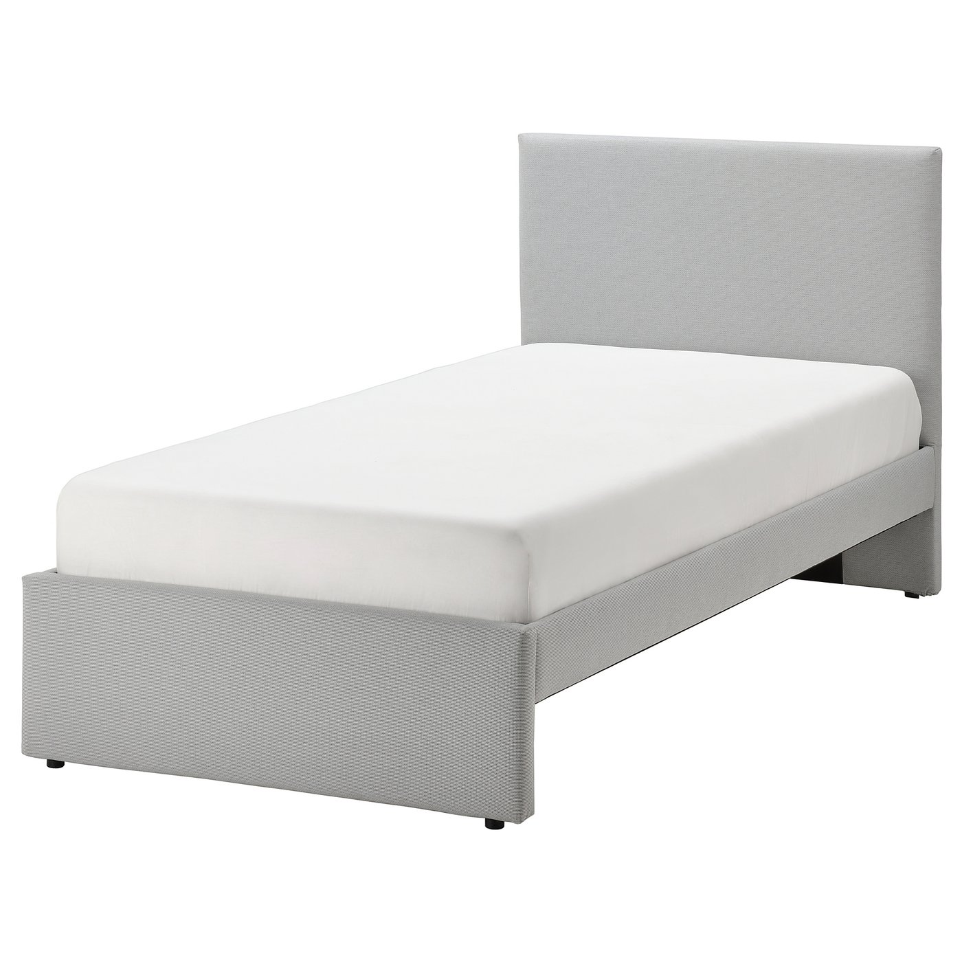 GLADSTAD upholstered bed frame, Kabusa light grey, 90x200 cm IKEA