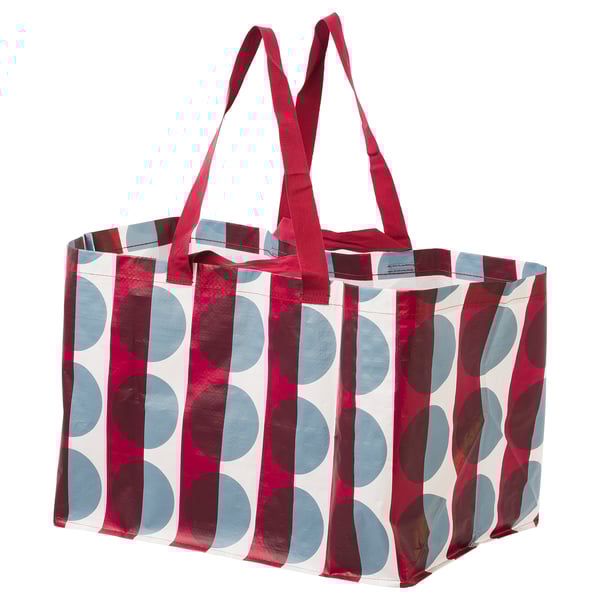 GÖRSNYGG Carrier bag, large, red blue/patterned, 57x37x39 cm/71 l